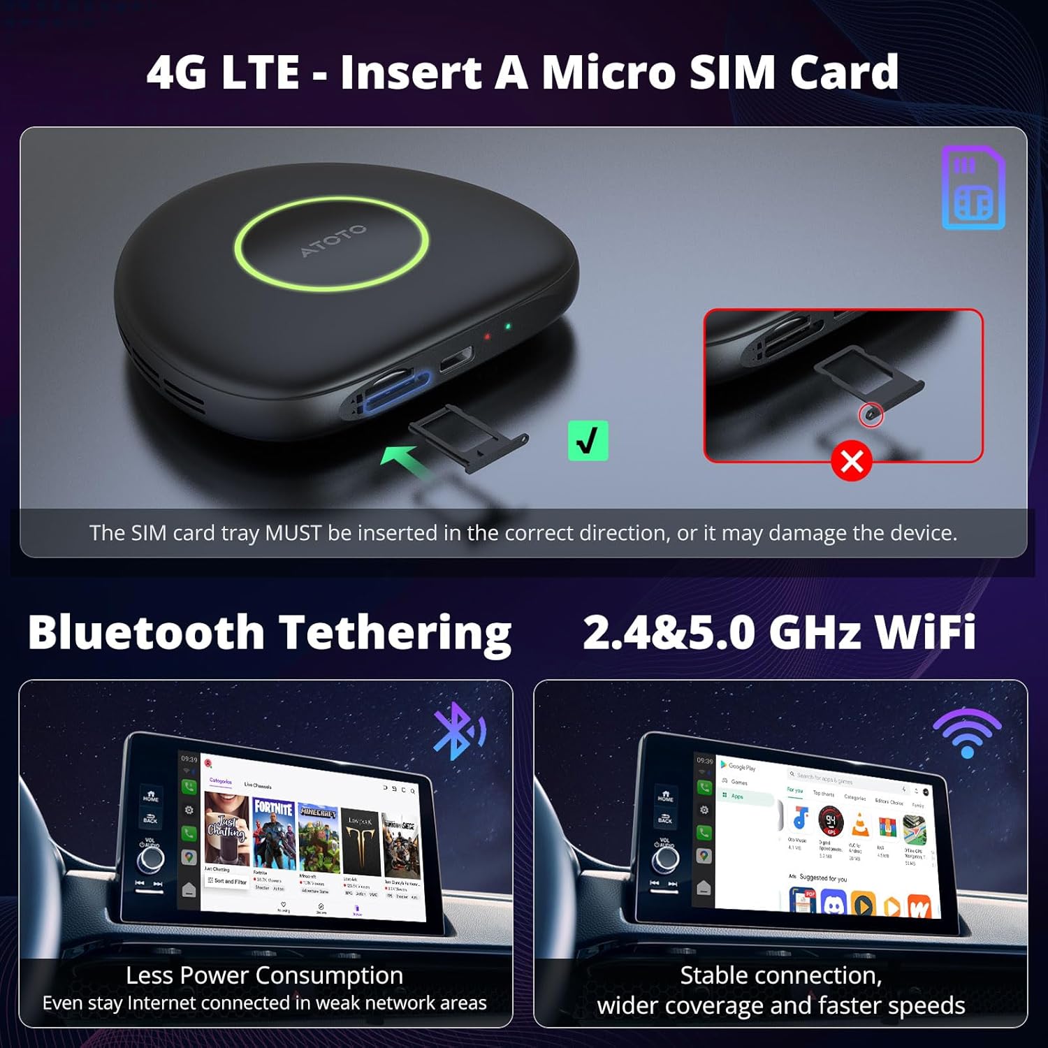 ATOTO CB6 CarPlay ワイヤレス 2025年のアップグレード版 CarPlay Ai